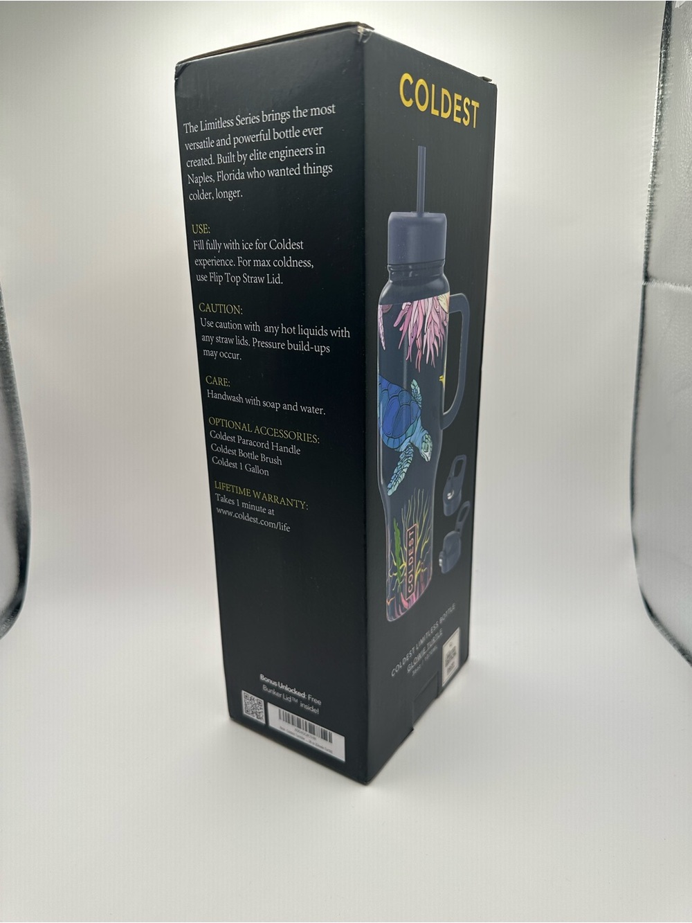 Coldest Limitless Bottle - Glowie Turtle Design (Navy/Pink/Blue) 36 Oz - Picture 3 of 8